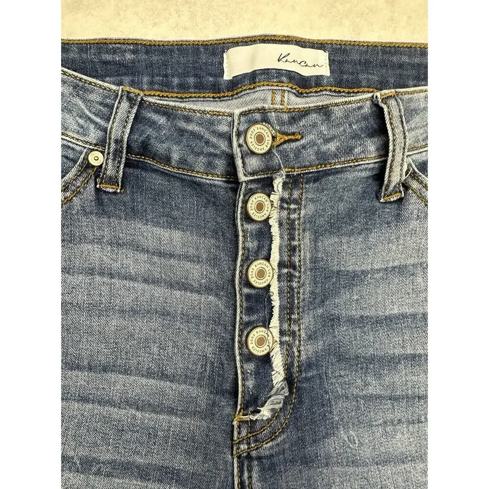 Kancan Womens Size 11 29 Estilo High Rise Distress Button Fly Jeans Medium Wash - Picture 2 of 9